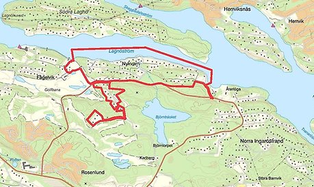 Kartbild över PFO I7 Fågelvik-Nykvarn.
